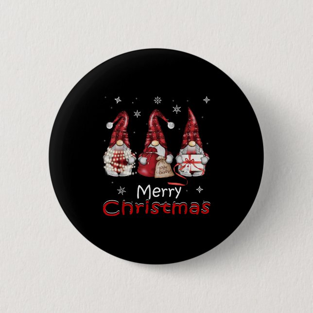 Badge Rond 5 Cm Gnome Funny Famille Chemises de Noël Femmes 2024 (Devant)