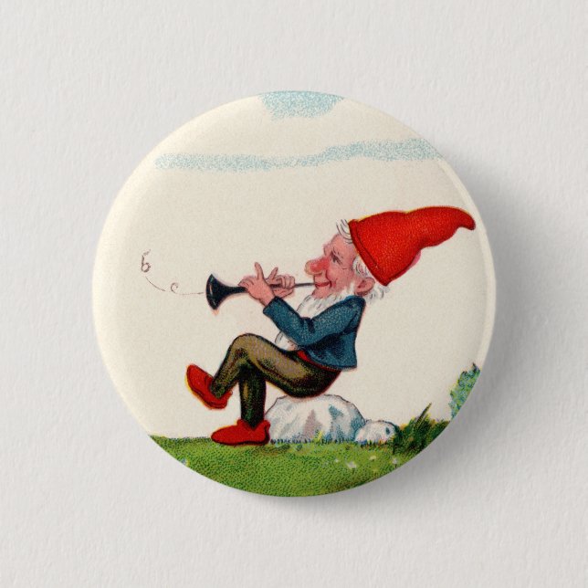 Badge Rond 5 Cm Gnome jouant le bouton de musique (Devant)