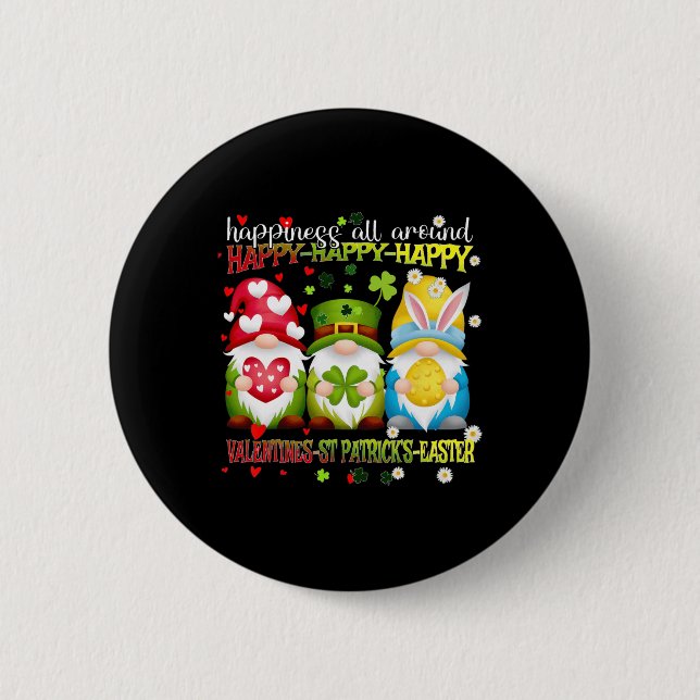 Badge Rond 5 Cm Gnome Joyeuse Saint-Valentin Saint-Patrick Pâques  (Devant)