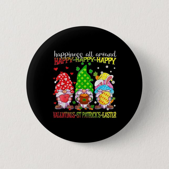 Badge Rond 5 Cm Gnome Joyeuse Saint-Valentin Saint-Patrick Pâques  (Devant)