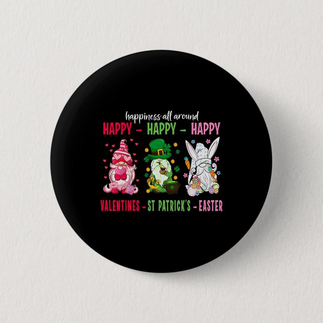 Badge Rond 5 Cm Gnome Joyeuse Saint-Valentin Saint-Patrick Pâques  (Devant)
