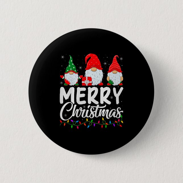 Badge Rond 5 Cm Gnome Merry Christmas Pajamas Matching Family Grou (Devant)