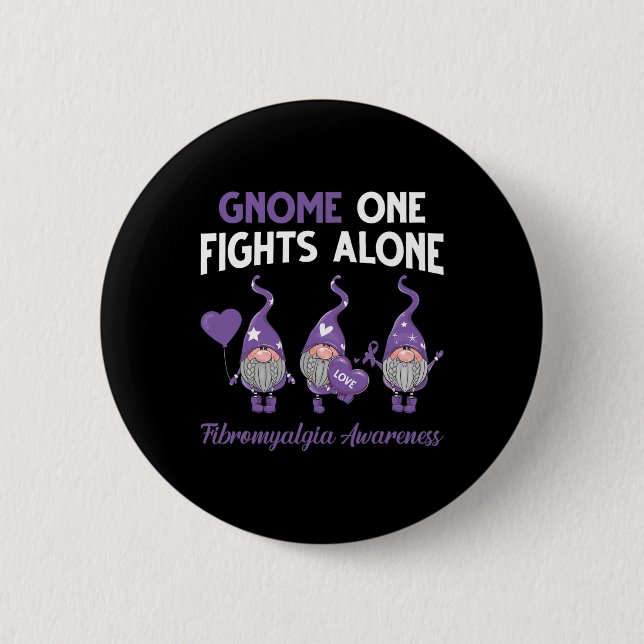Badge Rond 5 Cm Gnome One combat seul Fibromyalgie Sensibilisation (Devant)