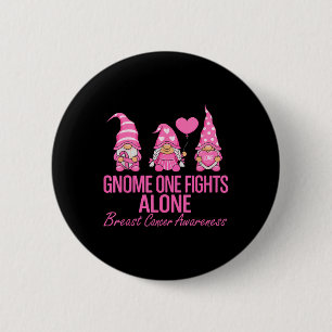 Badge Rond 5 Cm Gnome One combat seul Ribbons roses Cancer du sein