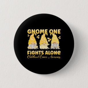 Badge Rond 5 Cm Gnome One se bat seul Or Sensibilisation au cancer