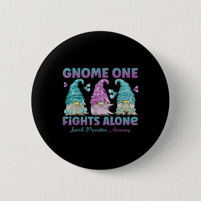 Badge Rond 5 Cm Gnome One se bat seul Sensibilisation à la prévent (Devant)