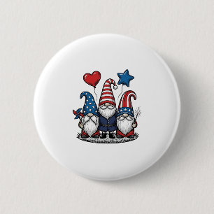 Badge Rond 5 Cm Gnome Patriotique Gravure Vintage Design Vectoriel