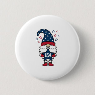 Badge Rond 5 Cm Gnome Patriotique USA Étoile Vectorielle Conceptio