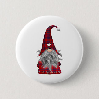 Badge Rond 5 Cm Gnome rouge de ferme de Noël de plaid de Buffalo