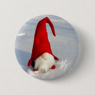 Badge Rond 5 Cm Gnome scandinave de Noël