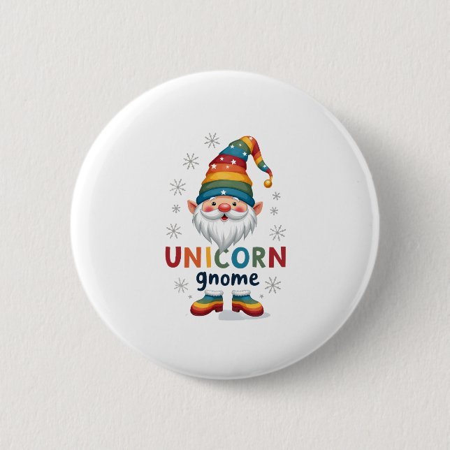 Badge Rond 5 Cm Gnome Unicorn Shirt Family Matching Group Christma (Devant)