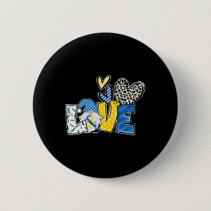 Badge Rond 5 Cm Gnomes d'amour Ruban bleu jaune Syndrome de Down S