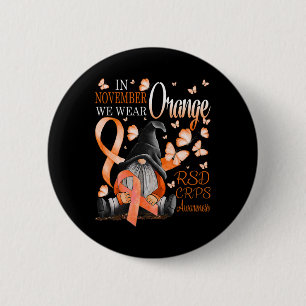 Badge Rond 5 Cm Gnomes En Novembre Nous Portons Orange CRPS Sensib