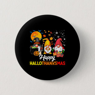 Badge Rond 5 Cm Gnomes Halloween Thanksgiving Noël Joyeux Hall