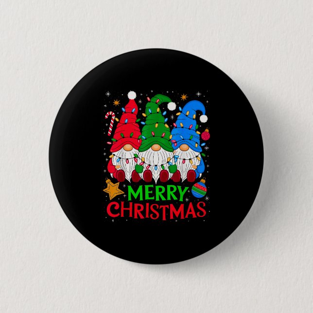 Badge Rond 5 Cm Gnomes Joyeux Noël Joyeux Noël (Devant)