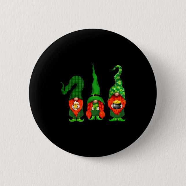 Badge Rond 5 Cm Gnomes Leprechaun St Patricks Day Beer Clover Iri- (Devant)