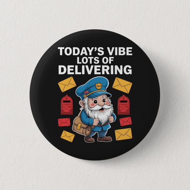 Badge Rond 5 Cm Gnomes Postaux Courrier (Devant)