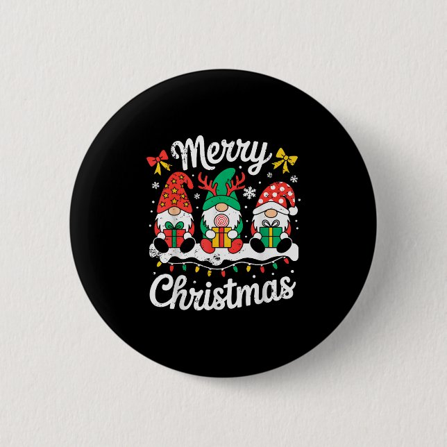 Badge Rond 5 Cm Gnomes Xmas Drôle Joyeux Escouade De Noël Pour Hom (Devant)