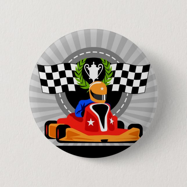 Badge Rond 5 Cm Go Kart cadeau d'anniversaire (Devant)