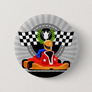 Badge Rond 5 Cm Go Kart cadeau d'anniversaire