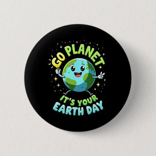 Badge Rond 5 Cm Go Planet Son Jour des terres 2025 Enseignant Enfa