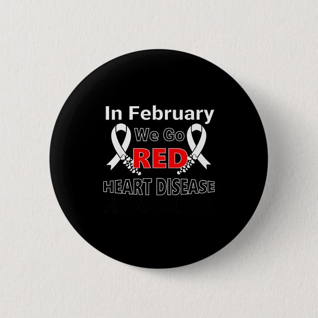 Badge Rond 5 Cm Go Red - American Heart Health Month Awareness In  (Devant)