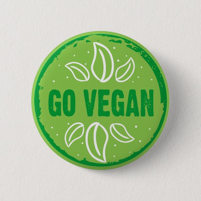 Badge Rond 5 Cm Go Vegan, végétalien, végétarien, (Devant)