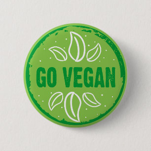 Badge Rond 5 Cm Go Vegan, végétalien, végétarien,