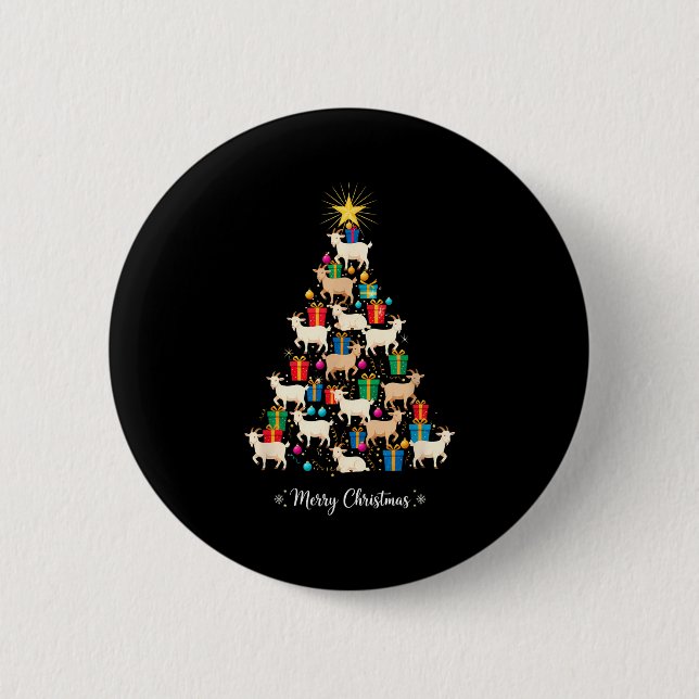 Badge Rond 5 Cm Goat Christmas Tree Xmas Holiday Men &amp; Women  (Devant)