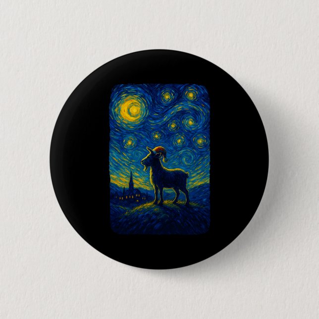 Badge Rond 5 Cm Goat Lover Santa Hat Christmas Starry Cute Night V (Devant)