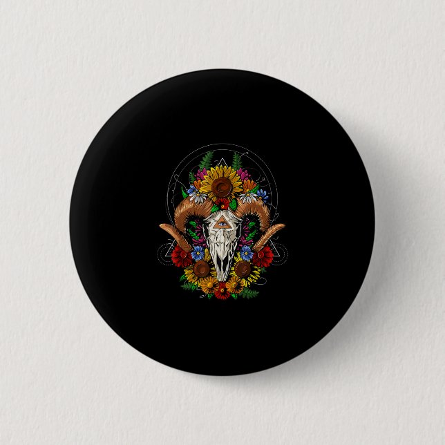 Badge Rond 5 Cm Goat Skull (Devant)
