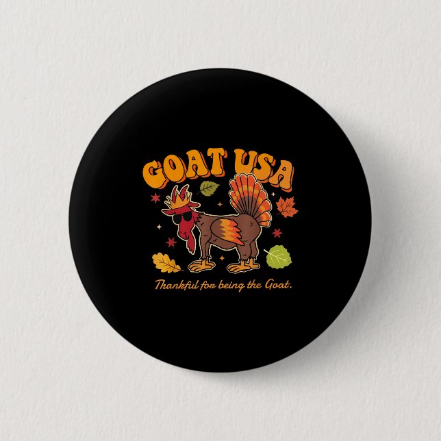 Badge Rond 5 Cm Goat Usa Thankful For Being The Goat Funny Thanksg (Devant)