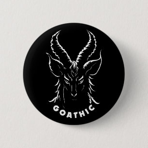 Badge Rond 5 Cm Goathique   Canon gothique   Chèvre satanique
