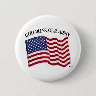 Badge Rond 5 Cm GOD BLESS OUR ARMY with US flag