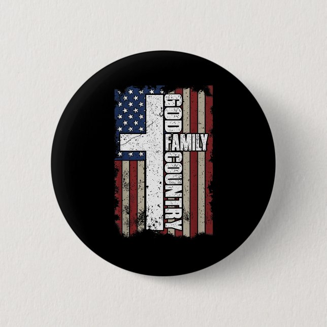 Badge Rond 5 Cm God Family Country  (Devant)