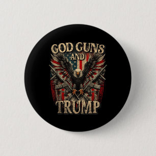 Badge Rond 5 Cm God Guns Et Trump 2e Amendement Flag Eagle