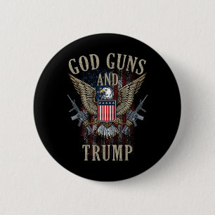 Badge Rond 5 Cm God Guns Et Trump 2ème Amendement Drapeau Ar15 Amé