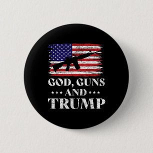 Badge Rond 5 Cm God Guns Et Trump Shirt, Donald Trump Pour