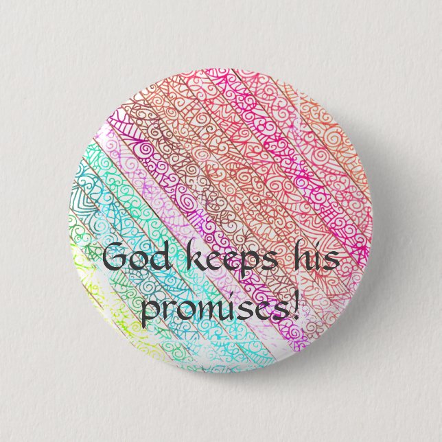 Badge Rond 5 Cm "God Keeps His Promises!" Rainbow Button (Devant)