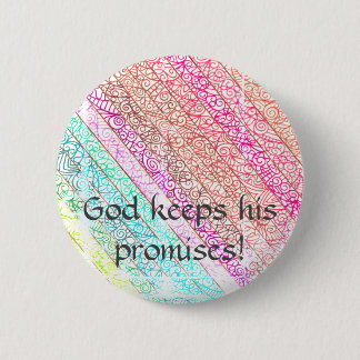 Badge Rond 5 Cm "God Keeps His Promises!" Rainbow Button