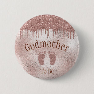 Badge Rond 5 Cm Godmère à être Baby shower rose fille pieds bébé