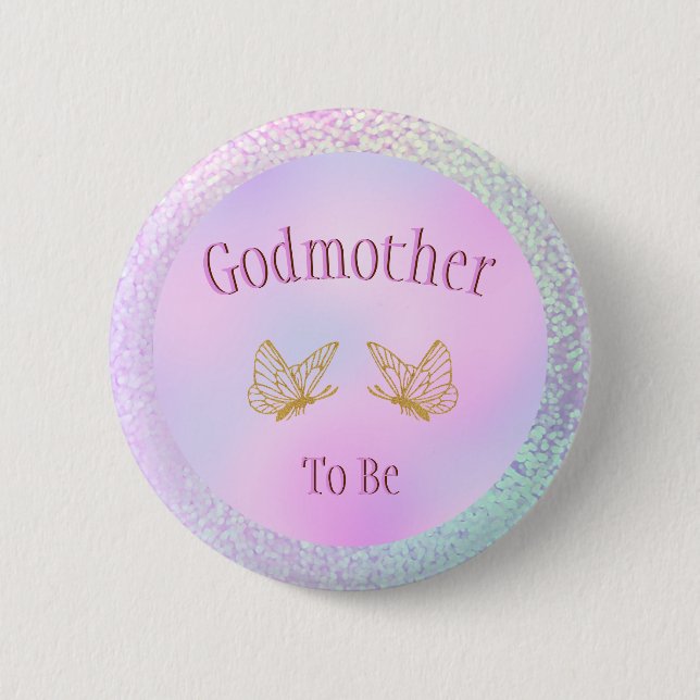 Badge Rond 5 Cm Godmère Baby shower fille Whimsical Papillon (Devant)