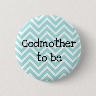 Badge Rond 5 Cm Godmère être turquoise Chevron Baby shower pin