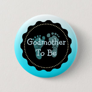 Badge Rond 5 Cm Godmotherr à être bouton bleu de baby shower de