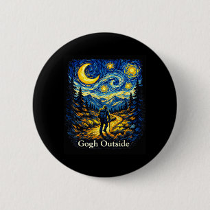 Badge Rond 5 Cm Gogh à l'extérieur Nuit étoilée Randonneur Nature 