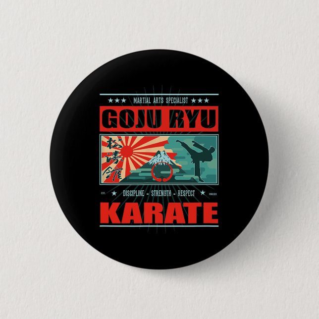 Badge Rond 5 Cm Goju Ryu Karate Kanji (Devant)