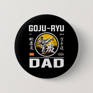 Badge Rond 5 Cm Goju-ryu Karate Papa Pour Les Pères Avec Karate Pi