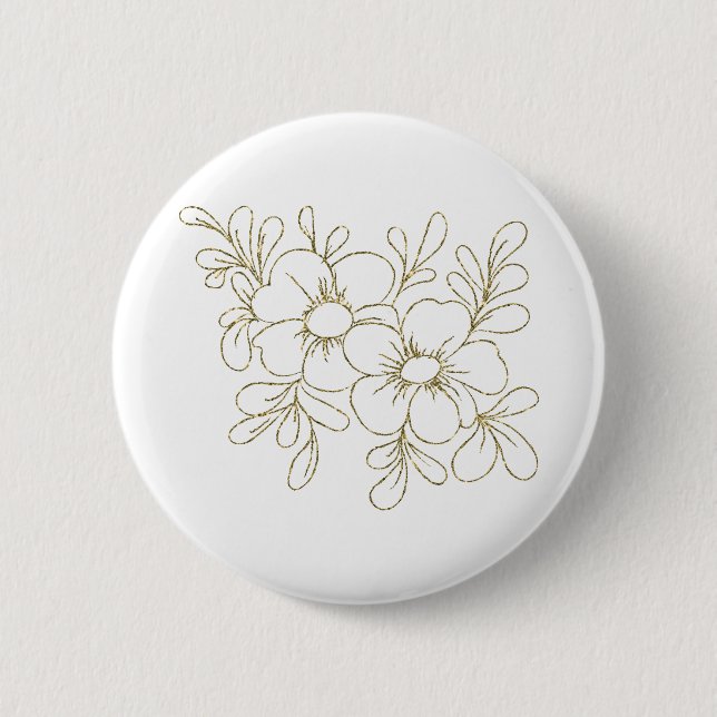 Badge Rond 5 Cm Gold Floral (Devant)