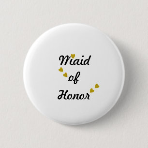 Badge Rond 5 Cm Gold Heart Maid of Honor