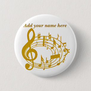 Badge Rond 5 Cm Gold Notes_